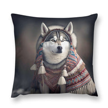Load image into Gallery viewer, Inuit Elegance Siberian Husky Plush Pillow Case-Cushion Cover-Dog Dad Gifts, Dog Mom Gifts, Home Decor, Pillows, Siberian Husky-12 &quot;×12 &quot;-1