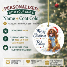 Load image into Gallery viewer, Irish Setter Christmas Ornament - Cozy Winter Pet Portrait Design - Personalize with Photo and Name-Christmas Ornament-Christmas,Christmas Ornament,Personalize Artwork-2