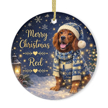 Load image into Gallery viewer, Irish Setter Christmas Ornament - Cozy Winter Pet Portrait Design - Personalize with Photo and Name-Christmas Ornament-Christmas,Christmas Ornament,Irish Setter,Personalize Artwork-3