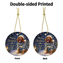 Load image into Gallery viewer, Irish Setter Christmas Ornament - Cozy Winter Pet Portrait Design - Personalize with Photo and Name-Christmas Ornament-Christmas,Christmas Ornament,Irish Setter,Personalize Artwork-4