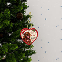 Load image into Gallery viewer, Irish Setter Christmas Ornament - Love &amp; Joy Heart Shaped Portrait - Personalize with Photo and Name-Christmas Ornament-Christmas,Christmas Ornament,Irish Setter,Personalize Artwork-3
