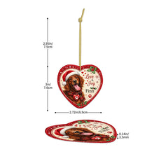 Load image into Gallery viewer, Irish Setter Christmas Ornament - Love &amp; Joy Heart Shaped Portrait - Personalize with Photo and Name-Christmas Ornament-Christmas,Christmas Ornament,Irish Setter,Personalize Artwork-5