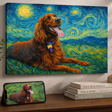 Load image into Gallery viewer, Photo of starry night inspired Irish Setter wall art