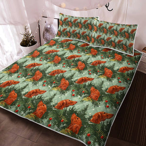 Irish Setter's Yuletide Christmas Quilt Blanket Bedding Set-Bedding-Bedding, Blankets, Christmas, Home Decor, Irish Setter-3