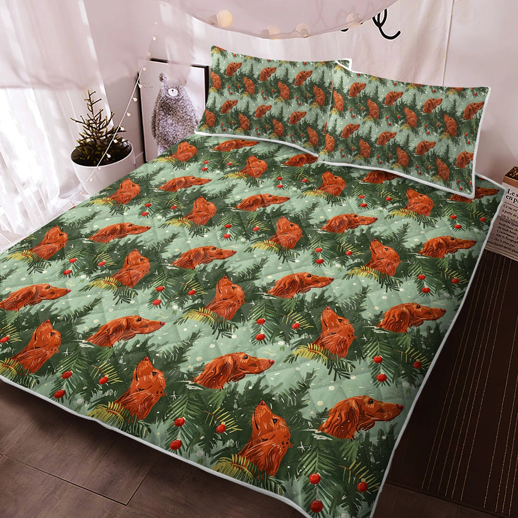 Irish Setter's Yuletide Christmas Quilt Blanket Bedding Set-Bedding-Bedding, Blankets, Christmas, Home Decor, Irish Setter-Twin-Only Quilt-2