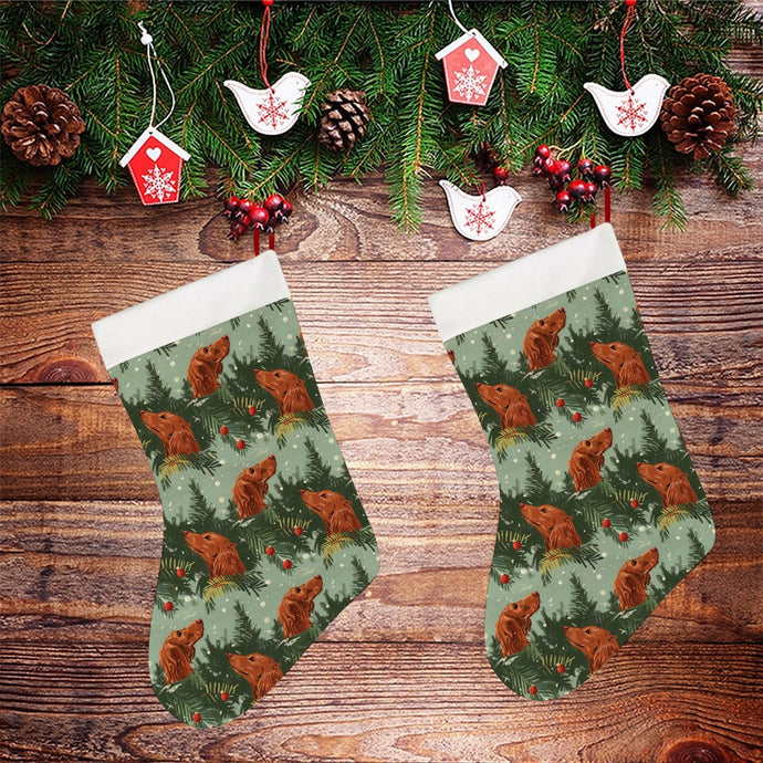 Irish Setter's Yuletide Christmas Stocking-Christmas Ornament-Christmas, Home Decor, Irish Setter-26X42CM-White1-2