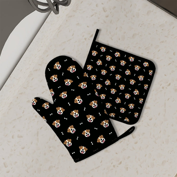 Jack Russell Terrier Smiles Oven Mitts and Pot Holder Set-Kitchen Decor-Accessories,Dog Mom Gifts,Jack Russell Terrier-1