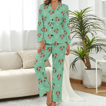 Jack Russell Terrier Smiles Pajamas Set For Women Mint Green Xs 360x