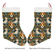 Jack Russell's Christmas Jamboree Christmas Stocking-Christmas Ornament-Christmas, Home Decor, Jack Russell Terrier-26X42CM-White-2