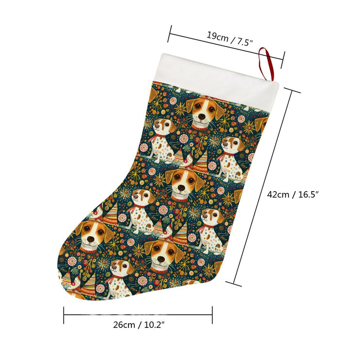Jack Russell's Christmas Jamboree Christmas Stocking-Christmas Ornament-Christmas, Home Decor, Jack Russell Terrier-26X42CM-White-4