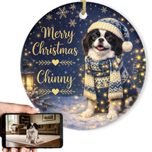 Load image into Gallery viewer, Japanese Chin Christmas Ornament - Cozy Winter Pet Portrait Design - Personalize with Photo and Name-Christmas Ornament-Christmas,Christmas Ornament,Japanese Chin,Personalize Artwork-1