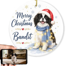 Load image into Gallery viewer, Japanese Chin Christmas Ornament - Cozy Winter Pet Portrait Design - Personalize with Photo and Name-Christmas Ornament-Christmas,Christmas Ornament,Personalize Artwork-1