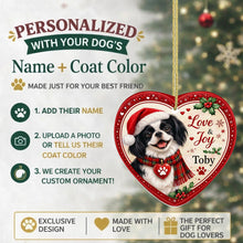 Load image into Gallery viewer, Japanese Chin Christmas Ornament - Love &amp; Joy Heart Shaped Portrait - Personalize with Photo and Name-Christmas Ornament-Christmas,Christmas Ornament,Japanese Chin,Personalize Artwork-2