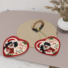 Load image into Gallery viewer, Japanese Chin Christmas Ornament - Love &amp; Joy Heart Shaped Portrait - Personalize with Photo and Name-Christmas Ornament-Christmas,Christmas Ornament,Japanese Chin,Personalize Artwork-6