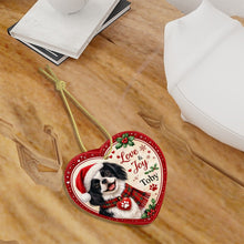 Load image into Gallery viewer, Japanese Chin Christmas Ornament - Love &amp; Joy Heart Shaped Portrait - Personalize with Photo and Name-Christmas Ornament-Christmas,Christmas Ornament,Japanese Chin,Personalize Artwork-7
