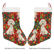 Load image into Gallery viewer, Jingle Bells and Poodle Tails Christmas Stocking-Christmas Ornament-Christmas, Home Decor, Poodle-26X42CM-White2-3