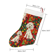 Load image into Gallery viewer, Jingle Bells and Poodle Tails Christmas Stocking-Christmas Ornament-Christmas, Home Decor, Poodle-26X42CM-White2-4