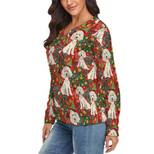 Load image into Gallery viewer, Jingle Bells and Poodle Tails Women's V-Neck Christmas Sweater-Apparel-Apparel,Christmas,Dog Mom Gifts,Poodle,Sweater,Sweatshirt-3