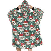 Load image into Gallery viewer, Jingle Fuzz Shih Tzu Christmas Blanket Hoodie-Blanket-Apparel, Blanket Hoodie, Blankets, Christmas, Dog Mom Gifts, Shih Tzu-ONE SIZE-2