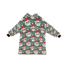 Load image into Gallery viewer, Jingle Fuzz Shih Tzu Christmas Blanket Hoodie-Blanket-Apparel, Blanket Hoodie, Blankets, Christmas, Dog Mom Gifts, Shih Tzu-ONE SIZE-3