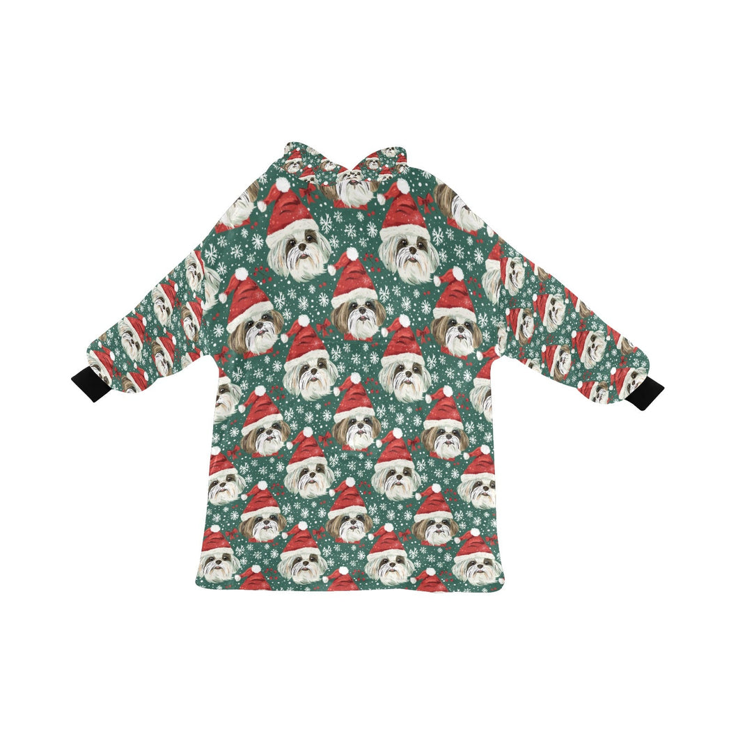 Jingle Fuzz Shih Tzu Christmas Blanket Hoodie-Blanket-Apparel, Blanket Hoodie, Blankets, Christmas, Dog Mom Gifts, Shih Tzu-ONE SIZE-3