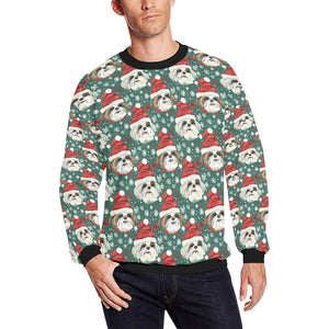 Jingle Fuzz Shih Tzu Christmas Fuzzy Sweatshirt for Men-Apparel-Apparel, Christmas, Dog Dad Gifts, Shih Tzu, Sweatshirt-S-1