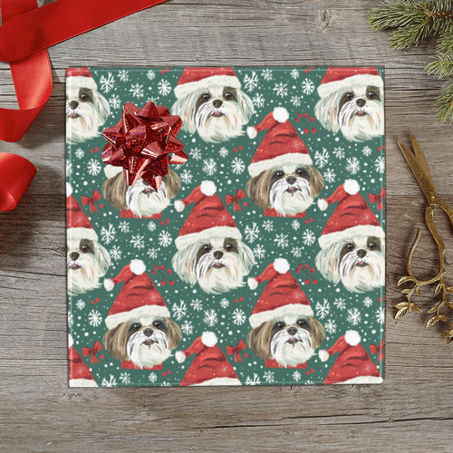 Jingle Fuzz Shih Tzu Christmas Gift Wrapping Paper - 2 Rolls-Christmas Ornament-Christmas,Shih Tzu,Wrapping Paper-1