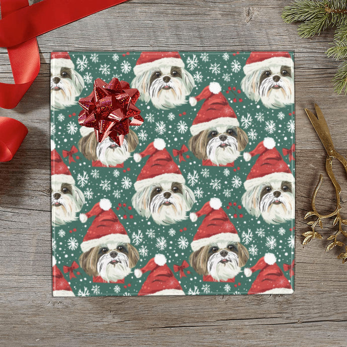 Jingle Fuzz Shih Tzu Christmas Gift Wrapping Paper - 2 Rolls-Christmas Ornament-Christmas,Shih Tzu,Wrapping Paper-1