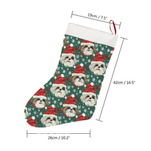 Load image into Gallery viewer, Jingle Fuzz Shih Tzu Christmas Stocking-Christmas Ornament-Christmas, Home Decor, Shih Tzu-26X42CM-White-2