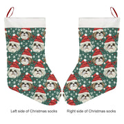 Jingle Fuzz Shih Tzu Christmas Stocking-Christmas Ornament-Christmas, Home Decor, Shih Tzu-26X42CM-White-3
