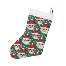 Load image into Gallery viewer, Jingle Fuzz Shih Tzu Christmas Stocking-Christmas Ornament-Christmas, Home Decor, Shih Tzu-26X42CM-White-1