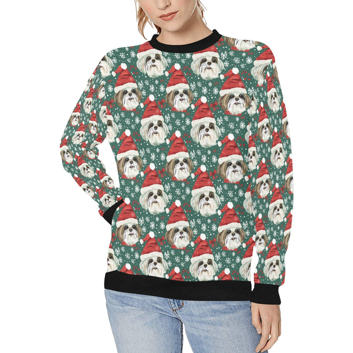 Jingle Fuzz Shih Tzu Christmas Sweatshirt for Women-Apparel-Apparel, Christmas, Dog Mom Gifts, Shih Tzu, Sweatshirt-S-1