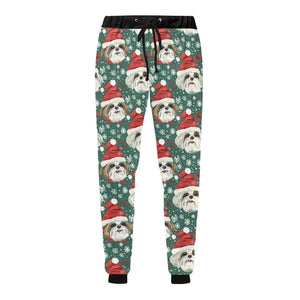 Jingle Fuzz Shih Tzu Christmas Unisex Sweatpants-Apparel-Apparel, Christmas, Dog Dad Gifts, Dog Mom Gifts, Pajamas, Shih Tzu-4