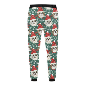 Jingle Fuzz Shih Tzu Christmas Unisex Sweatpants-Apparel-Apparel, Christmas, Dog Dad Gifts, Dog Mom Gifts, Pajamas, Shih Tzu-5