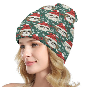 Jingle Fuzz Shih Tzu Warm Christmas Beanie One Size 360x