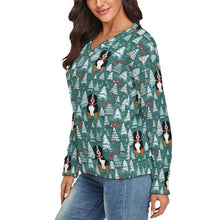 Load image into Gallery viewer, Jolly Giants Bernese Mountain Dog Women&#39;s V-Neck Christmas Sweater-Apparel-Apparel,Bernese Mountain Dog,Christmas,Dog Mom Gifts,Sweater,Sweatshirt-3