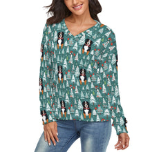 Load image into Gallery viewer, Jolly Giants Bernese Mountain Dog Women&#39;s V-Neck Christmas Sweater-Apparel-Apparel,Bernese Mountain Dog,Christmas,Dog Mom Gifts,Sweater,Sweatshirt-4