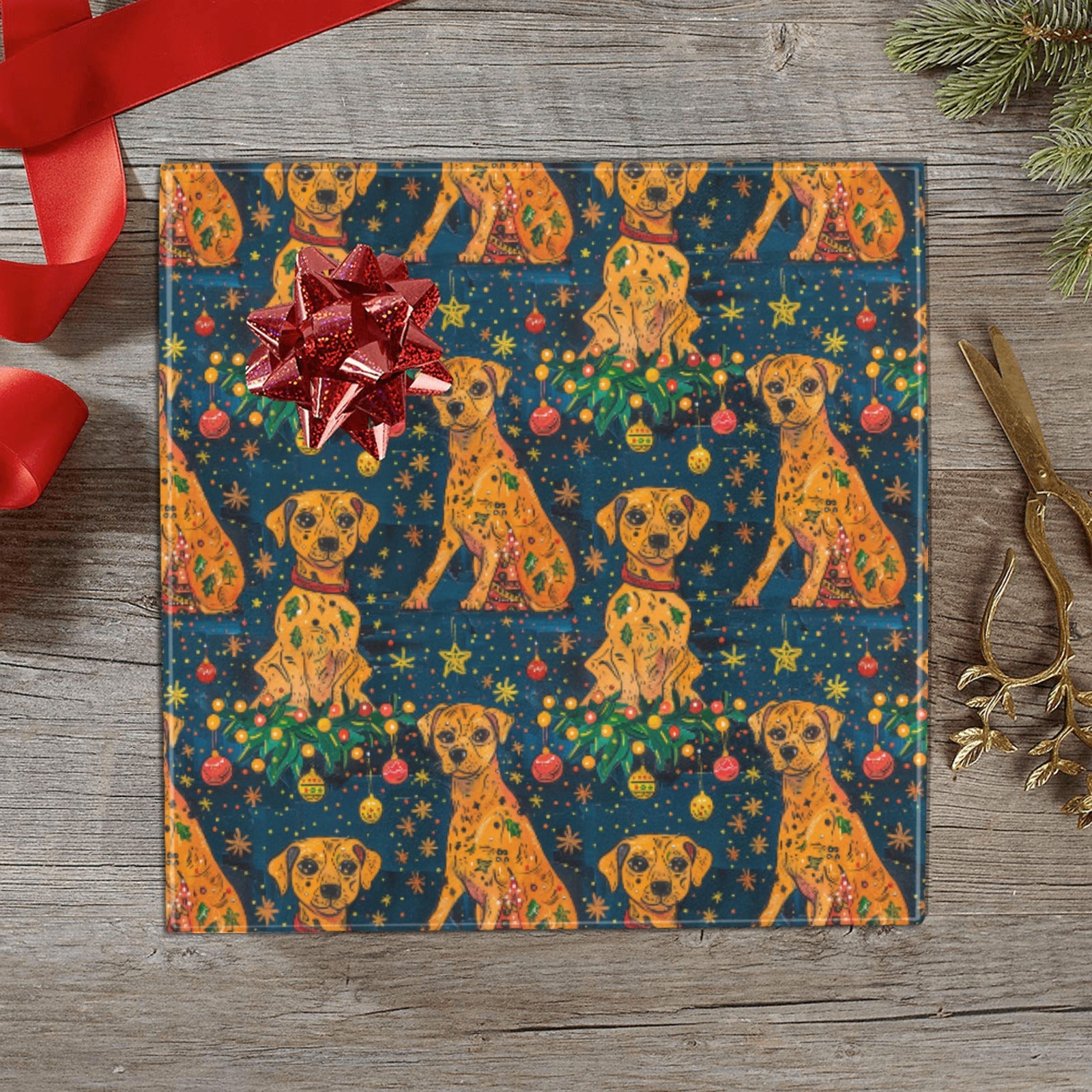 Jolly Holiday Pit Bull Christmas Gift Wrapping Paper 2 Rolls