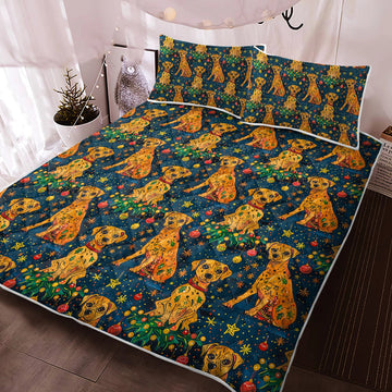 Jolly Holiday Pit Bull Christmas Quilt Blanket Bedding Set 360x