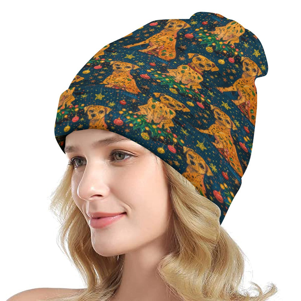 Jolly Holiday Pit Bull Warm Christmas Beanie One Size