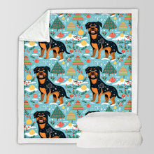 Load image into Gallery viewer, Jovial Giants Rottweilers Christmas Delight Soft Warm Fleece Blanket-Blanket-Blankets, Christmas, Dog Dad Gifts, Dog Mom Gifts, Home Decor, Rottweiler-10