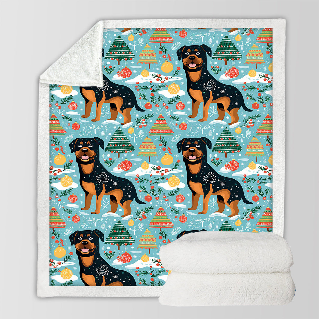 Jovial Giants Rottweilers Christmas Delight Soft Warm Fleece Blanket-Blanket-Blankets, Christmas, Dog Dad Gifts, Dog Mom Gifts, Home Decor, Rottweiler-10