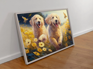 Joy and Friendship Golden Retrievers Wall Art Poster-Art-Dog Art, Golden Retriever, Home Decor, Poster-2
