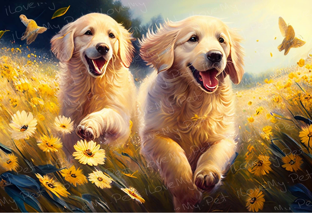 Joy and Friendship Golden Retrievers Wall Art Poster-Art-Dog Art, Golden Retriever, Home Decor, Poster-6