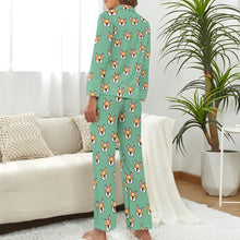 Load image into Gallery viewer, Joyful Corgi Charms Pajamas Set for Women-S-MediumAquaMarine-22