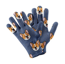 Load image into Gallery viewer, Joyful Corgi Charms Touch Screen Gloves-Accessories-Accessories,Dog Dad Gifts,Dog Mom Gifts,Gloves-Navy-1