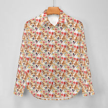 Load image into Gallery viewer, Joyful Corgis and Vivid Blooms Women&#39;s Shirt-11