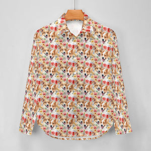 Joyful Corgis and Vivid Blooms Women's Shirt-11