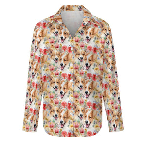 Joyful Corgis and Vivid Blooms Women's Shirt-S-White1-5