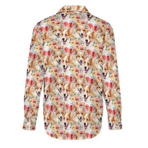 Joyful Corgis and Vivid Blooms Women's Shirt-7